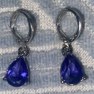 Elegant Silver and Blue Teardrop Earrings